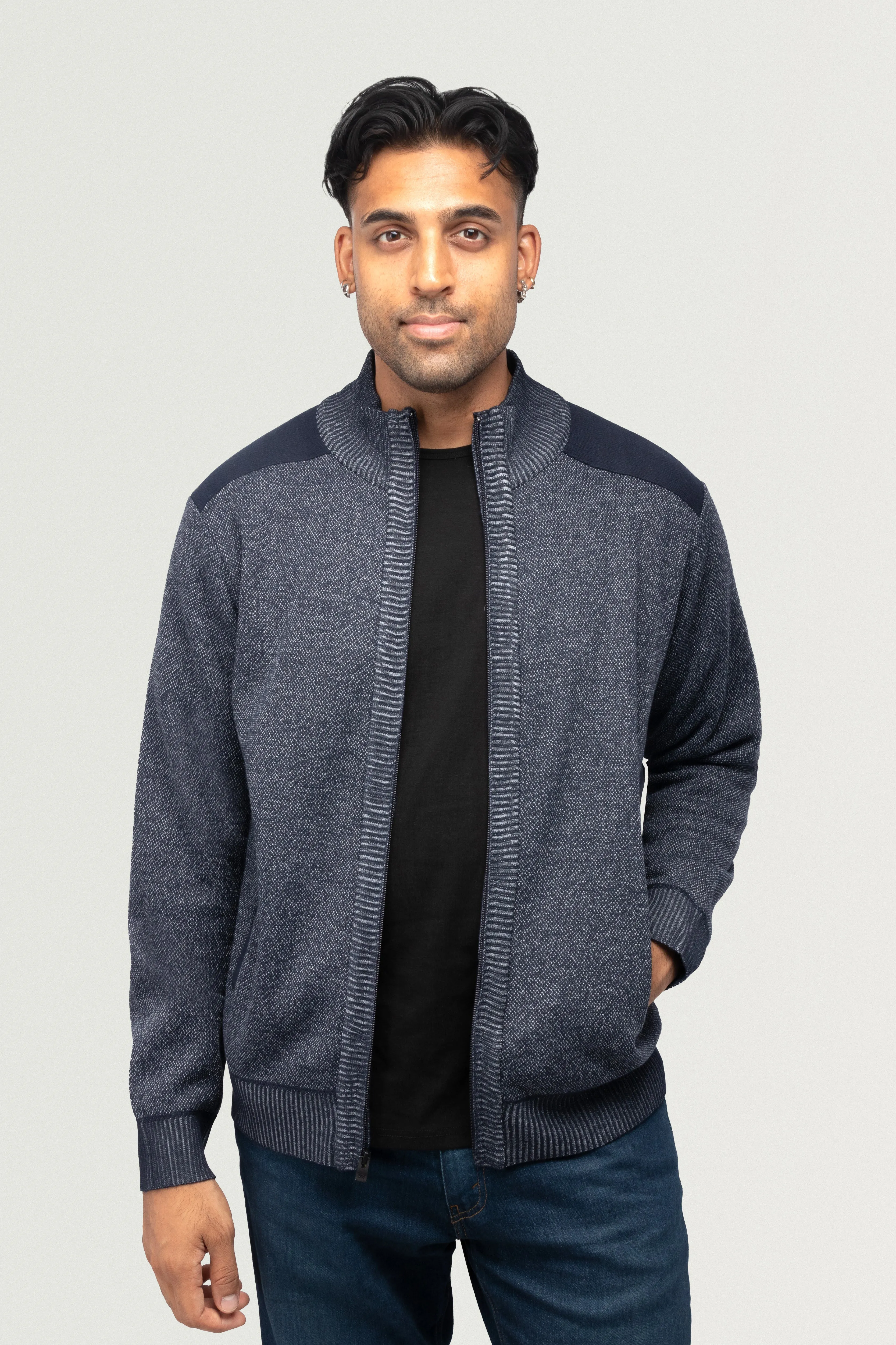 X RAY Men's Zip Up Jacket With Contrast Shoulder Piecing