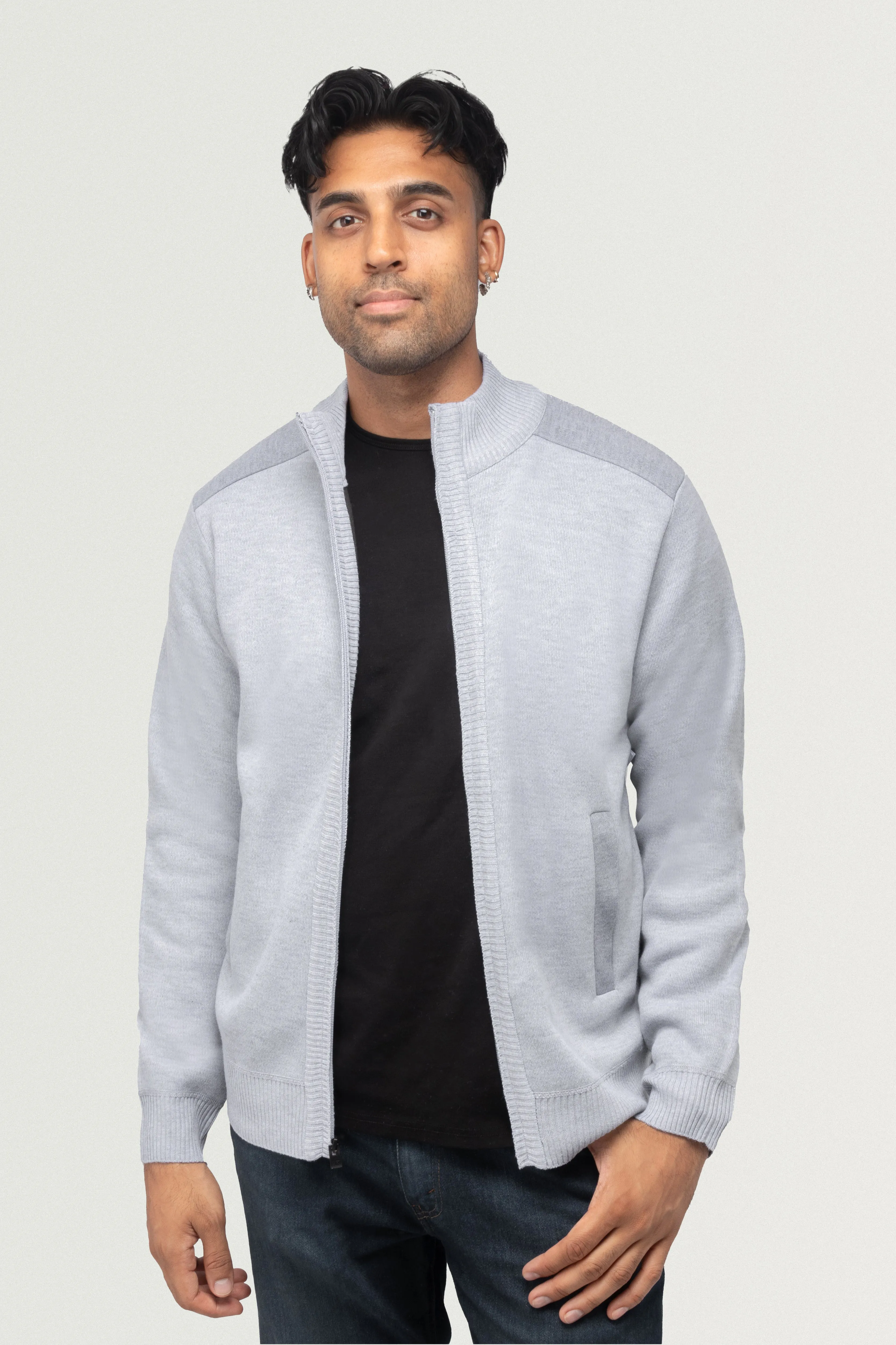 X RAY Men's Zip Up Jacket With Contrast Shoulder Piecing