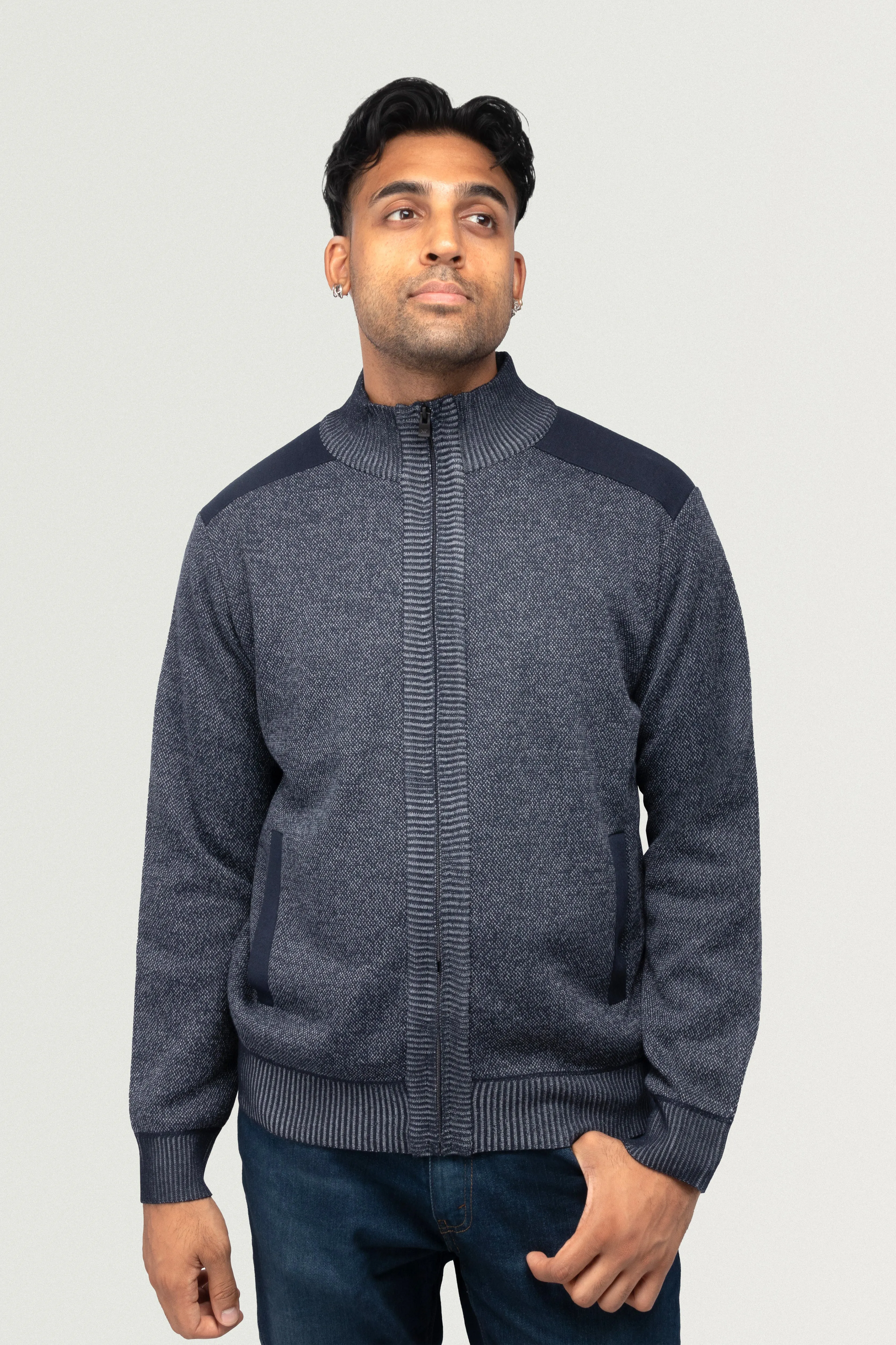 X RAY Men's Zip Up Jacket With Contrast Shoulder Piecing