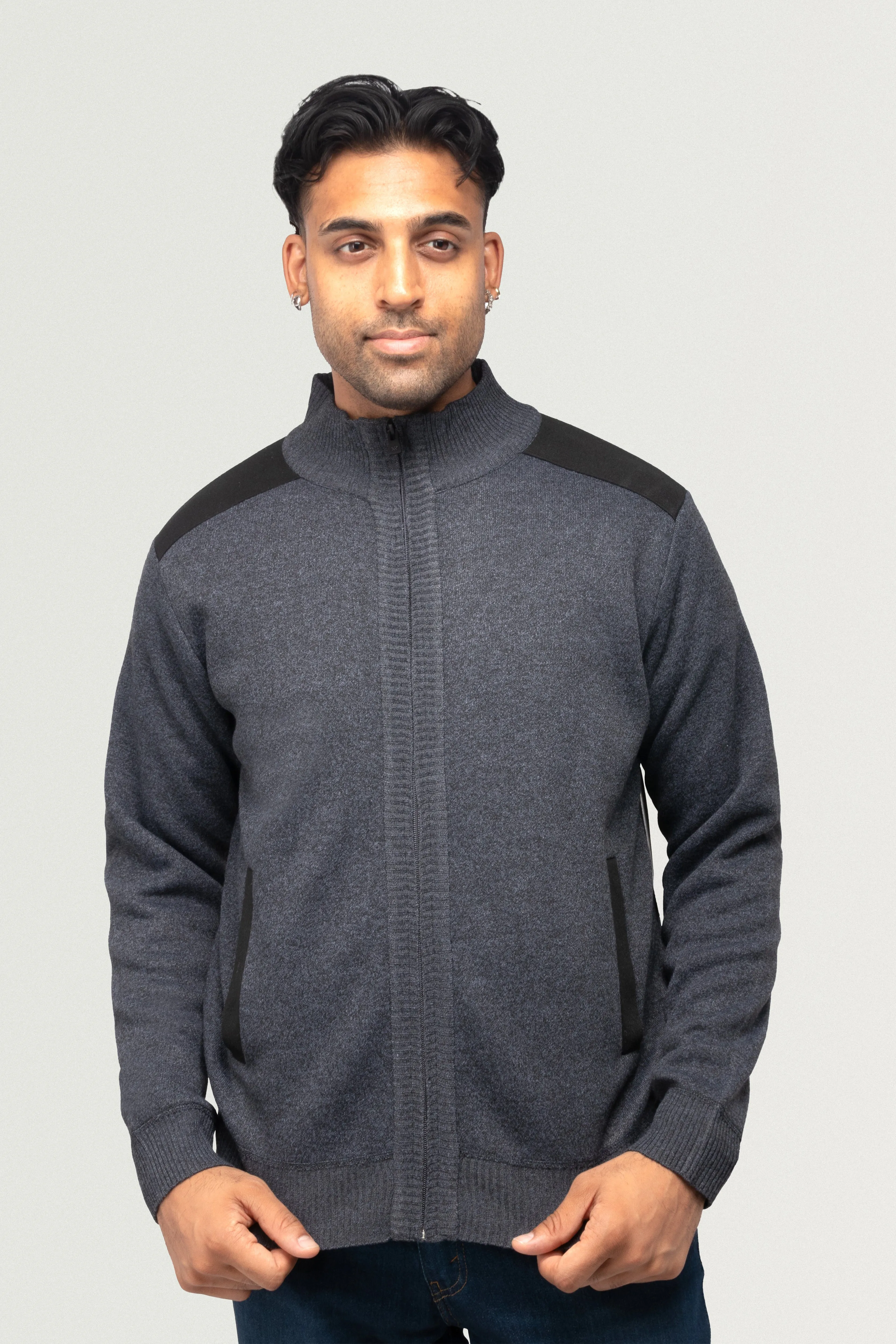 X RAY Men's Zip Up Jacket With Contrast Shoulder Piecing
